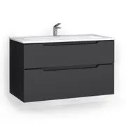 ПОДВЕСНАЯ ТУМБА JORNO SLIDE 105 АНТРАЦИТ C РАКОВИНОЙ KIROVIT ОСКАР 105 СМ