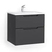 ПОДВЕСНАЯ ТУМБА JORNO SLIDE 65 АНТРАЦИТ C РАКОВИНОЙ KIROVIT ОСКАР 65 СМ