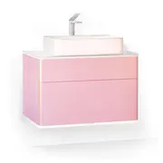 ПОДВЕСНАЯ ТУМБА JORNO PASTEL 80 РОЗОВЫЙ ИНЕЙ С РАКОВИНОЙ ОЛИМПИЯ 56