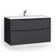 ПОДВЕСНАЯ ТУМБА JORNO SLIDE 105 АНТРАЦИТ C РАКОВИНОЙ KIROVIT ОСКАР 105 СМ