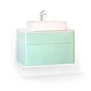 ПОДВЕСНАЯ ТУМБА JORNO PASTEL 80 БИРЮЗОВЫЙ БРИЗ С РАКОВИНОЙ ОЛИМПИЯ 56