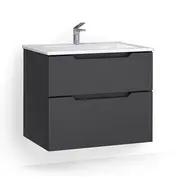 ПОДВЕСНАЯ ТУМБА JORNO SLIDE 75 АНТРАЦИТ C РАКОВИНОЙ KIROVIT ОСКАР 75 СМ