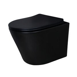 БЕЗОБОДКОВЫЙ ПОДВЕСНОЙ УНИТАЗ GID TR2130BM ЧЕРНЫЙ МАТОВЫЙ С ПРОЧНОЙ КРЫШКОЙ-МИКРОЛИФТ ИЗ ДЮРОПЛАСТА