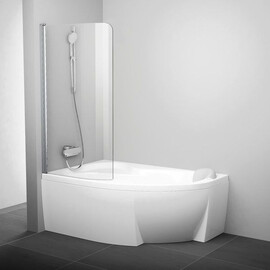 ШТОРКА ДЛЯ ВАННЫ RAVAK CVSK1 ROSA 140/150 L БЛЕСТЯЩАЯ+ТРАНСПАРЕНТ