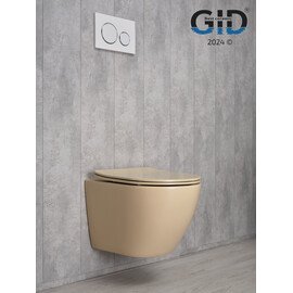 БЕЗОБОДКОВЫЙ ПОДВЕСНОЙ УНИТАЗ GID SR2198 СВЕТЛО-КОРИЧНЕВОЕ МАТОВОЕ С ПРОЧНОЙ КРЫШКОЙ-МИКРОЛИФТ ИЗ ДЮРОПЛАСТА