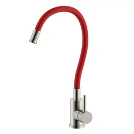 СМЕСИТЕЛЬ ДЛЯ КУХНИ С ГИБКИМ КРАСНЫМ ИЗЛИВОМ OLIVE'S BALEAR 13435-3BL