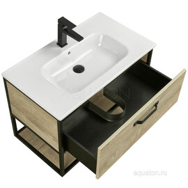 ТУМБА С КЕРАМИЧЕСКОЙ РАКОВИНОЙ AQUATON ЛОФТ ФАБРИК 80 ДУБ ЭНДГРЕЙН