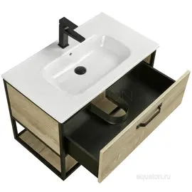 ТУМБА С КЕРАМИЧЕСКОЙ РАКОВИНОЙ AQUATON ЛОФТ ФАБРИК 80 ДУБ ЭНДГРЕЙН