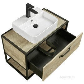 ТУМБА СО СТОЛЕШНИЦЕЙ И НАКЛАДНОЙ РАКОВИНОЙ AQUATON ЛОФТ ФАБРИК 80 ДУБ ЭНДГРЕЙН