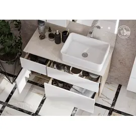 ТУМБА AQUATON МИШЕЛЬ 100 ДУБ ЭНДГРЕЙН, БЕЛЫЙ С РАКОВИНОЙ MILA И СТОЛЕШНИЦЕЙ ИЗ КЕРАМОГРАНИТА