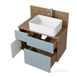 ТУМБА AQUATON МИШЕЛЬ 80 ДУБ РУСТИКАЛЬНЫЙ, ФЬОРД С РАКОВИНОЙ MILA И СТОЛЕШНИЦЕЙ ИЗ ВЛДСП