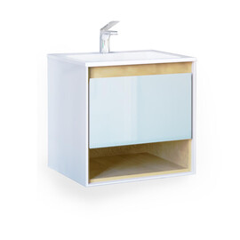 ПОДВЕСНАЯ ТУМБА JORNO GLASS 65 ДУБ СОНОМА С РАКОВИНОЙ MODUL 65 ИЗ ЛИТЬЕВОГО МРАМОРА