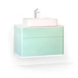 ПОДВЕСНАЯ ТУМБА JORNO PASTEL 80 БИРЮЗОВЫЙ БРИЗ С РАКОВИНОЙ ОЛИМПИЯ 56