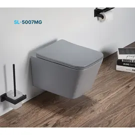 SANTILINE SL-5007MG УНИТАЗ ПОДВЕСНОЙ, БЕЗОБОДКОВЫЙ, СЕРЫЙ МАТОВЫЙ (СИДЕНЬЕ МИКРОЛИФТ) 520*360*350