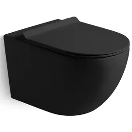 УНИТАЗ ПОДВЕСНОЙ БЕЗОБОДКОВЫЙ SANTILINE SL-5002MB ЧЁРНЫЙ МАТОВЫЙ С СИДЕНЬЕМ МИКРОЛИФТ 550*365*395