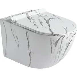 SANTILINE SL-5002MM УНИТАЗ ПОДВЕСНОЙ, БЕЗОБОДКОВЫЙ МАТОВЫЙ ПОД МРАМОР (СИДЕНЬЕ МИКРОЛИФТ) 550*365*395.