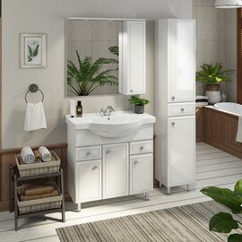 ЗЕРКАЛО-ШКАФ COMFORTY СОЧИ-85 БЕЛЫЙ ГЛЯНЕЦ