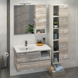 ТУМБА-УМЫВАЛЬНИК COMFORTY ТУРИН-90L ДУБ БЕЖЕВЫЙ С РАКОВИНОЙ COMFORTY 9090EL