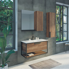 ТУМБА-УМЫВАЛЬНИК COMFORTY БОНН-90 ДУБ ТЕМНЫЙ С  РАКОВИНОЙ QUADRO 90