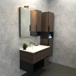 ТУМБА-УМЫВАЛЬНИК COMFORTY ФРАНКФУРТ-75 ДУБ ШОКОЛАДНО-КОРИЧНЕВЫЙ С РАКОВИНОЙ COMFORTY 75E