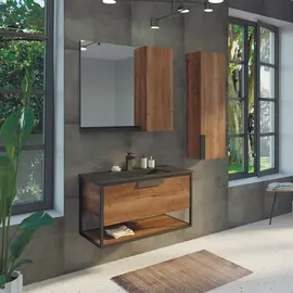 ТУМБА-УМЫВАЛЬНИК COMFORTY БОНН-90 ДУБ ТЕМНЫЙ С  РАКОВИНОЙ COMFORTY 90E ЧЕРНАЯ МАТОВАЯ