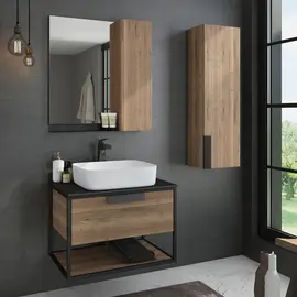 ТУМБА-УМЫВАЛЬНИК COMFORTY КЁЛЬН-75 ДУБ ТЕМНЫЙ С ЧЕРНОЙ СТОЛЕШНИЦЕЙ С РАКОВИНОЙ COMFORTY T-Y9378