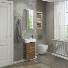 ТУМБА-УМЫВАЛЬНИК COMFORTY МАТЭ-40 ДУБ ТЁМНО-КОРИЧНЕВЫЙ С РАКОВИНОЙ CREA 40, P-UM-CRE40/1