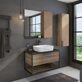 ЗЕРКАЛО-ШКАФ COMFORTY КЁЛЬН-90 ДУБ ТЕМНЫЙ