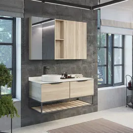 ТУМБА-УМЫВАЛЬНИК COMFORTY ПОРТО-120-1 ДУБ ДЫМЧАТЫЙ С БЕЛОЙ СТОЛЕШНИЦЕЙ C РАКОВИНОЙ COMFORTY 9110