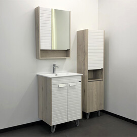 ШКАФ-КОЛОННА COMFORTY КЛЕОН-40 БЕЛЫЙ/ДУБ ДЫМЧАТЫЙ