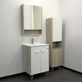 ШКАФ-КОЛОННА COMFORTY КЛЕОН-40 БЕЛЫЙ/ДУБ ДЫМЧАТЫЙ