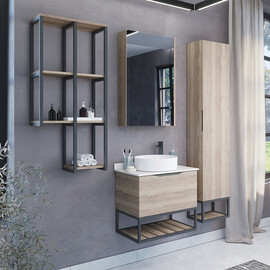 ЗЕРКАЛО-ШКАФ COMFORTY ПОРТО-50 ДУБ ДЫМЧАТЫЙ