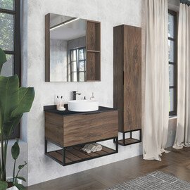 ЗЕРКАЛО-ШКАФ COMFORTY ПОРТО-75 ДУБ ТЕМНО-КОРИЧНЕВЫЙ