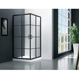 ДУШЕВОЙ УГОЛ VECONI ROVIGO RV-09, 800X800X1950, ЧЕРНЫЙ, СТЕКЛО ПРОЗРАЧНОЕ