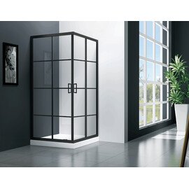 ДУШЕВОЙ УГОЛ VECONI ROVIGO RV-09, 800X800X1950, ЧЕРНЫЙ, СТЕКЛО ПРОЗРАЧНОЕ