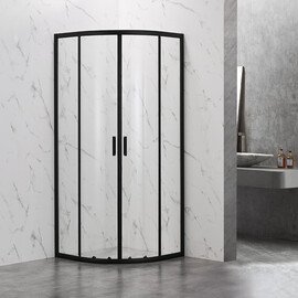 ДУШЕВОЙ УГОЛ VECONI ROVIGO RV-202B, 800X800X1900, ЧЕРНЫЙ, СТЕКЛО ПРОЗРАЧНОЕ
