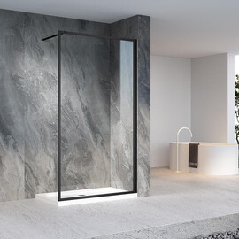 ДУШЕВАЯ ПЕРЕГОРОДКА VECONI KORATO KR-81B, 700X2000, ЧЕРНЫЙ, СТЕКЛО ПРОЗРАЧНОЕ