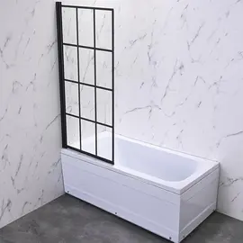 ШТОРКА НА ВАННУ VECONI PALAU PL-77L, 700X1500, ЧЕРНЫЙ, СТЕКЛО ПРОЗРАЧНОЕ