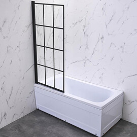 ШТОРКА НА ВАННУ VECONI PALAU PL-77L, 900X1500, ЧЕРНЫЙ, СТЕКЛО ПРОЗРАЧНОЕ