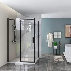 ДУШЕВОЙ УГОЛ VECONI ROVIGO RV-070, 1600Х800Х1950, ЧЕРНЫЙ, СТЕКЛО ПРОЗРАЧНОЕ