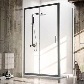 ДУШЕВОЙ УГОЛ VECONI ROVIGO RV-072B, 1300Х700Х1900 ЧЕРНЫЙ, СТЕКЛО ПРОЗРАЧНОЕ