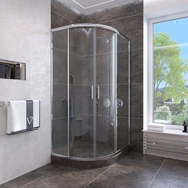 ДУШЕВОЙ УГОЛ VECONI ROVIGO RV-107, 900X900X1900, ХРОМ, СТЕКЛО ПРОЗРАЧНОЕ
