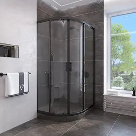 ДУШЕВОЙ УГОЛ VECONI ROVIGO RV-107B, 800X800X1900, ЧЕРНЫЙ, СТЕКЛО ПРОЗРАЧНОЕ