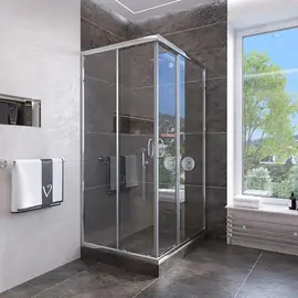 ДУШЕВОЙ УГОЛ VECONI ROVIGO RV-113, 900X900X1850, ХРОМ, СТЕКЛО ПРОЗРАЧНОЕ