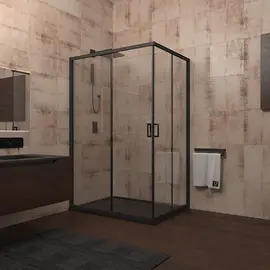 ДУШЕВОЙ УГОЛ VECONI ROVIGO RV-14, 1000X800X1950, ЧЕРНЫЙ, СТЕКЛО ПРОЗРАЧНОЕ