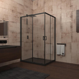 ДУШЕВОЙ УГОЛ VECONI ROVIGO RV-14, 1200X800X1950, ЧЕРНЫЙ, СТЕКЛО ПРОЗРАЧНОЕ