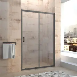 ДУШЕВАЯ ДВЕРЬ VECONI VIANNO VN-46B, 1000X1950, ЧЕРНЫЙ, СТЕКЛО ПРОЗРАЧНОЕ