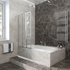 ШТОРКА НА ВАННУ VECONI PALAU PL-73L, 1200X1500, ХРОМ, СТЕКЛО ПРОЗРАЧНОЕ