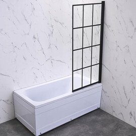 ШТОРКА НА ВАННУ VECONI PALAU PL-77R, 900X1500, ЧЕРНЫЙ, СТЕКЛО ПРОЗРАЧНОЕ