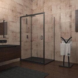 ДУШЕВОЙ УГОЛ VECONI ROVIGO RV-046B, 1500Х1000Х1950, ЧЕРНЫЙ, СТЕКЛО ПРОЗРАЧНОЕ